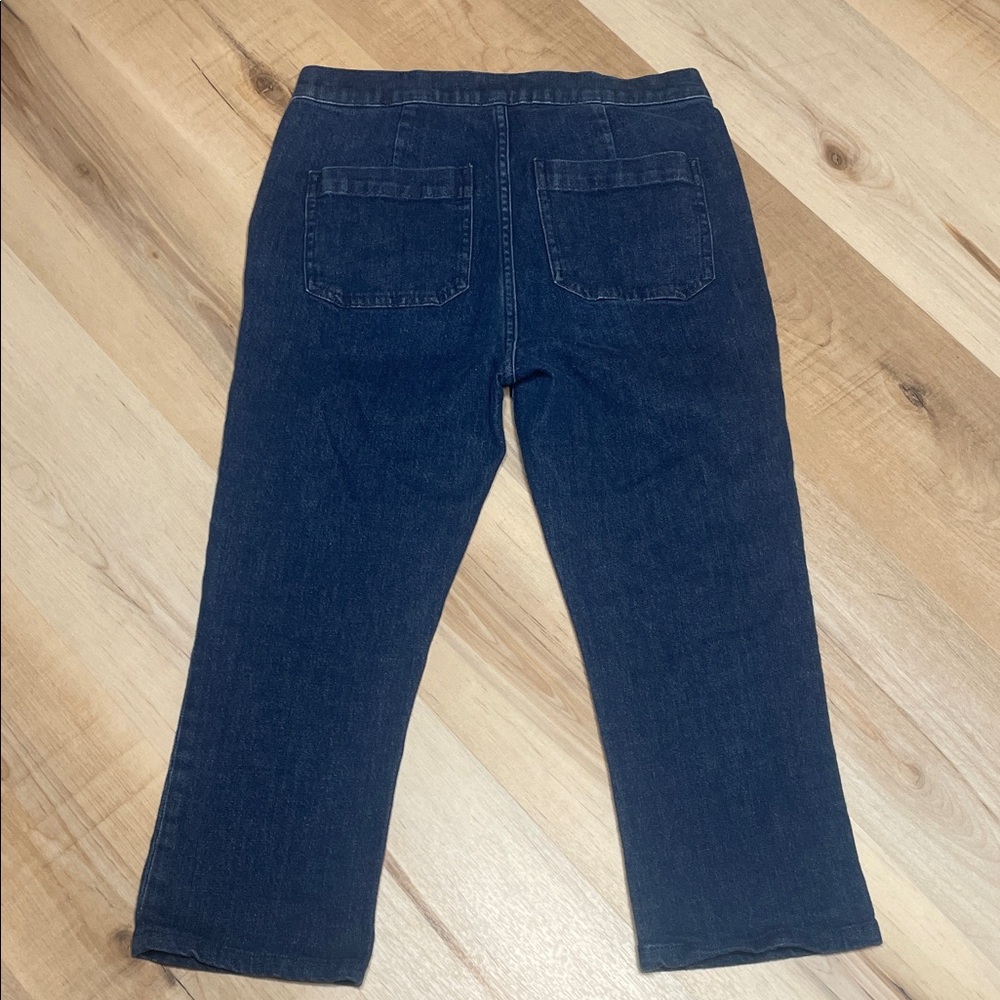 J Crew Billie Demi Boot Crop Jeans 27 High Rise Sailor Button Dark Wash - Picture 4 of 9